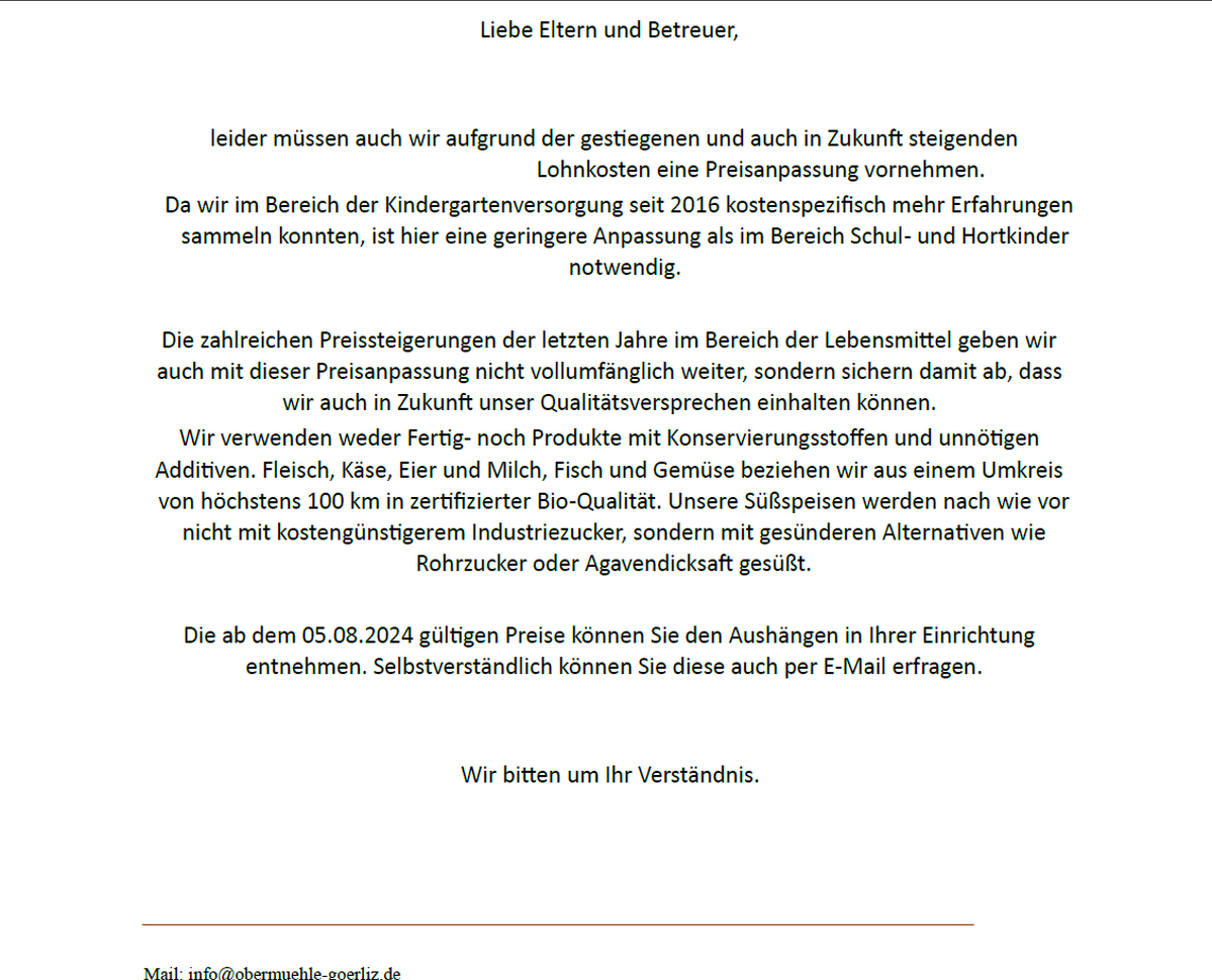 Preisanpassung 
